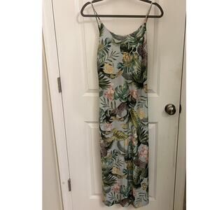 FARM Rio sleeveless spaghetti straps Slip midi Dress M Tropical Chic Resort